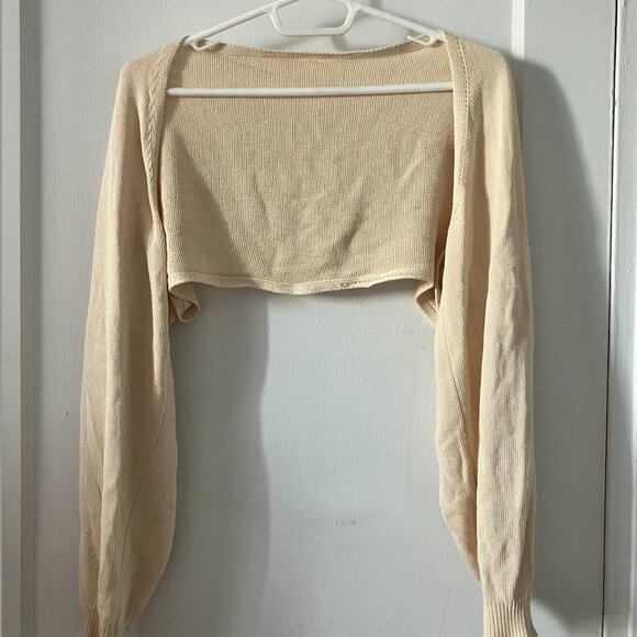 Korean no brand cotton knitted tank and shrug small in cream color - Picture 7 of 11